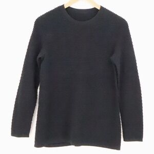 COS Textured Bubble Knit Sweater Womens Size M Black Minimalist Cotton Pullover